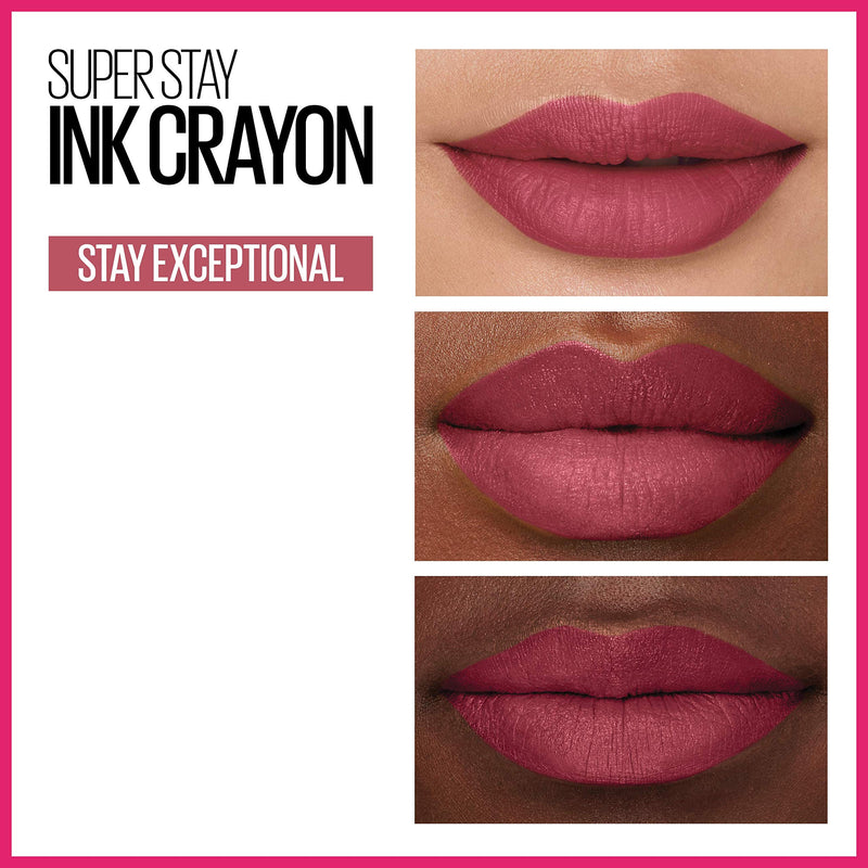 Maybelline SuperStay Ink Crayon Lipstick, Matte Longwear Lipstick Makeup, Stay Exceptional Maybelline New York