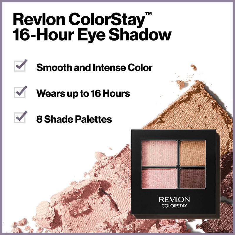 Revlon ColorStay 16 Hour Eyeshadow Quad with Dual-Ended Applicator Brush, Longwear, Intense Color Smooth Eye Makeup for Day & Night, Passionate (528), 0.16 oz REVLON Store