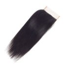 Amella Hair Brazilian Virgin Hair Straight 3 Bundles with Closure 4x4 Free Part Human Hair Bundles with Closure Natural Black Color(16" 18" 20"+16"Closure) Amella Store