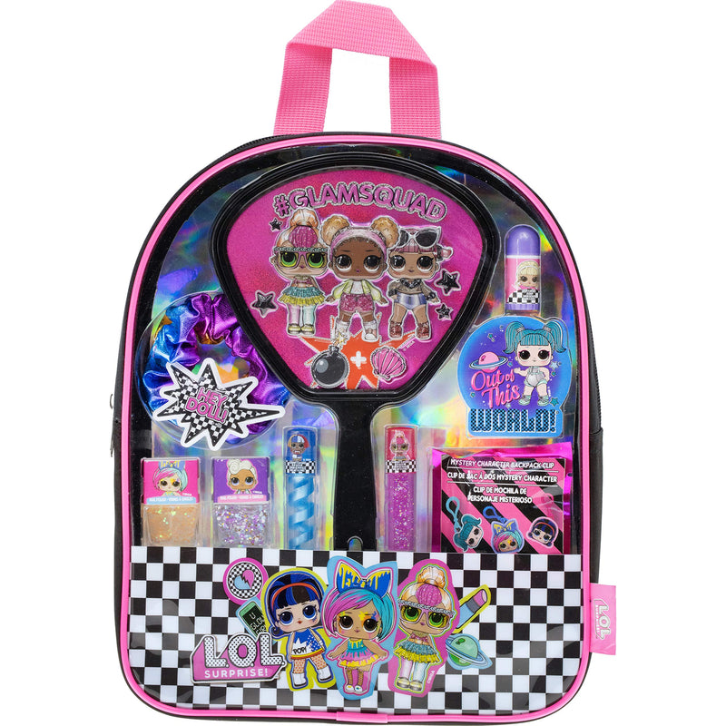 L.O.L Surprise! Townley Girl backpack Cosmetic makeup Set 10 Pieces, Including Lip Gloss, Nail Polish, Scrunchy, Mirror and Surprise Keychain, Ages 5+ for School Parties, Sleepovers and Makeovers Townley Girl