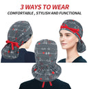 ABAMERICA Working Cap with Button Long Hair, Adjustable Working Hat Ponytail Holder, Tie Back Hats for Women, One Size (C00-1 Pack: Ponytail Black EKG) ABAMERICA