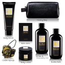 Bath and Body Spa Gift Baskets Set for Men - Sandalwood Amber - 7Pc Full Size Spa Kit in Toiletry Bag - Fathers Day Gifts For Husband, Dad From Wife, Daughter Son, Birthday Gifts For Him Infinity Warehouse