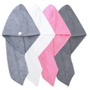 Polyte Microfiber Hair Turban Wrap Drying Towel, 4 Pack (12x28 in, Dark Gray, Gray, Pink, White) Polyte Store