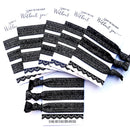 Bachelorette Hair Ties Set No Crease Ribbon Elastics Ouchless Ponytail Holders Hair Bands for Bachelorette Gift Bridesmaid Gift Bride Showers (6 Pack, Glitter White) Mebel Lola