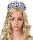 BABEYOND Crystal Queen Crown Birthday Tiara Prom Pageant Quinceanera Crown Tiara Rhinestone Wedding Princess Tiara Headband with Comb Pin (Blue) BABEYOND