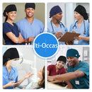 QBA Working Cap with Button Long Hair, Adjustable Working Hat Sweatband Cotton Ponytail Holder, Tie Back Hats for Women & Men, One Size, Black PT QBA