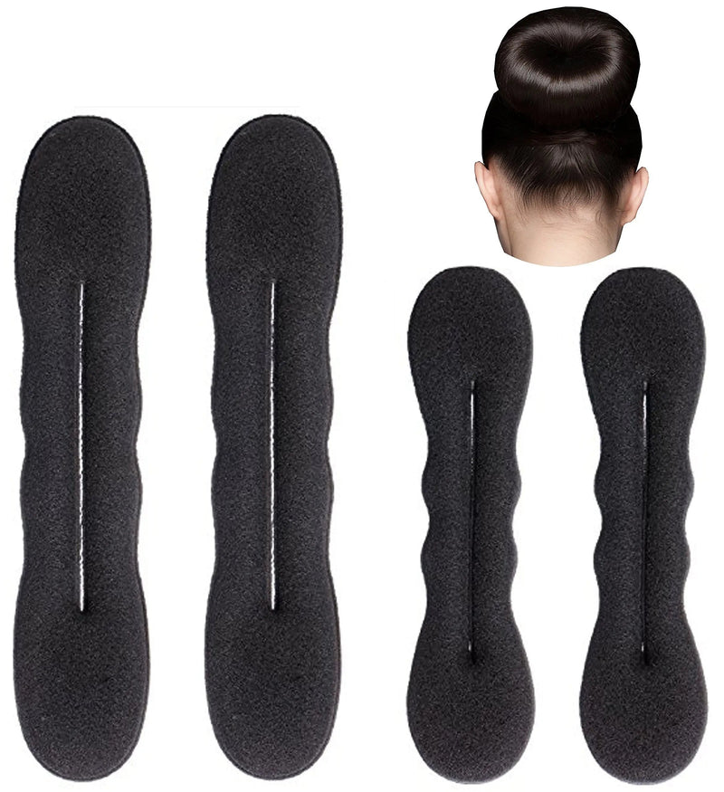 Styla Hair Black Magic Hair Bun Maker 4 Pack (2 Small, 2 Large) Foam Sponge Buns Shaper Accessories Strong Flexible Reusable Bun Twister for Updo’s, Ballet Buns, French Twist, Waves & more! Styla Hair
