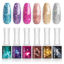 Modelones Gel Nail Polish Set - 6 Colors 10ml Limited Edition Temperature Color Changing Gel Polish Nail Kit Glitter Pink Ombre Holiday Celebration Gel Polish Soak Off Nail Art Manicure DIY Salon Gift modelones