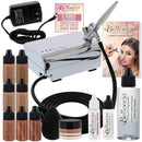 Belloccio Complete Cordless Handheld Airbrush Cosmetic Makeup System with 5 Dark Foundation Shades, Professional 18-Piece Kit, Moisturizing Primer, Blush, Bronzer, Highlighter, Concealer, User Guide Infinity Warehouse