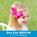 Wee Ones Girls' Plain Wrap Grosgrain Hair Bow on a WeeStay No-Slip Hair Clip, Medium, Light Orchid Wee Ones