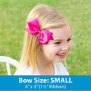 Wee Ones Girls' Mini King Bow 3 pc Set Solid Grosgrain Variety Pack on a WeeStay No-Slip Hair Clip - White, Light Pink, and Light Navy Wee Ones