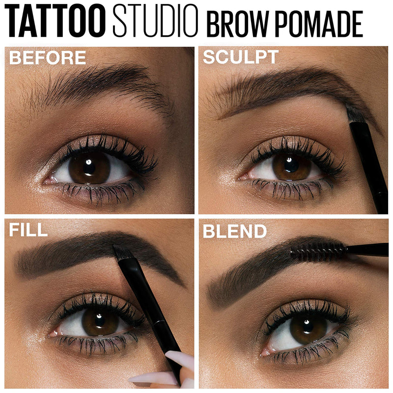 Maybelline TattooStudio Brow Pomade Long Lasting, Buildable, Eyebrow Makeup, Medium Brown, 1 Count Maybelline New York