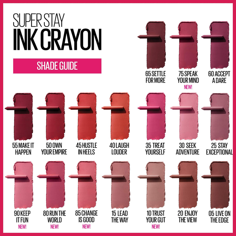 Maybelline SuperStay Ink Crayon Matte Longwear Lipstick With Built-in Sharpener, Speak Your Mind, 0.04 Ounce Maybelline New York