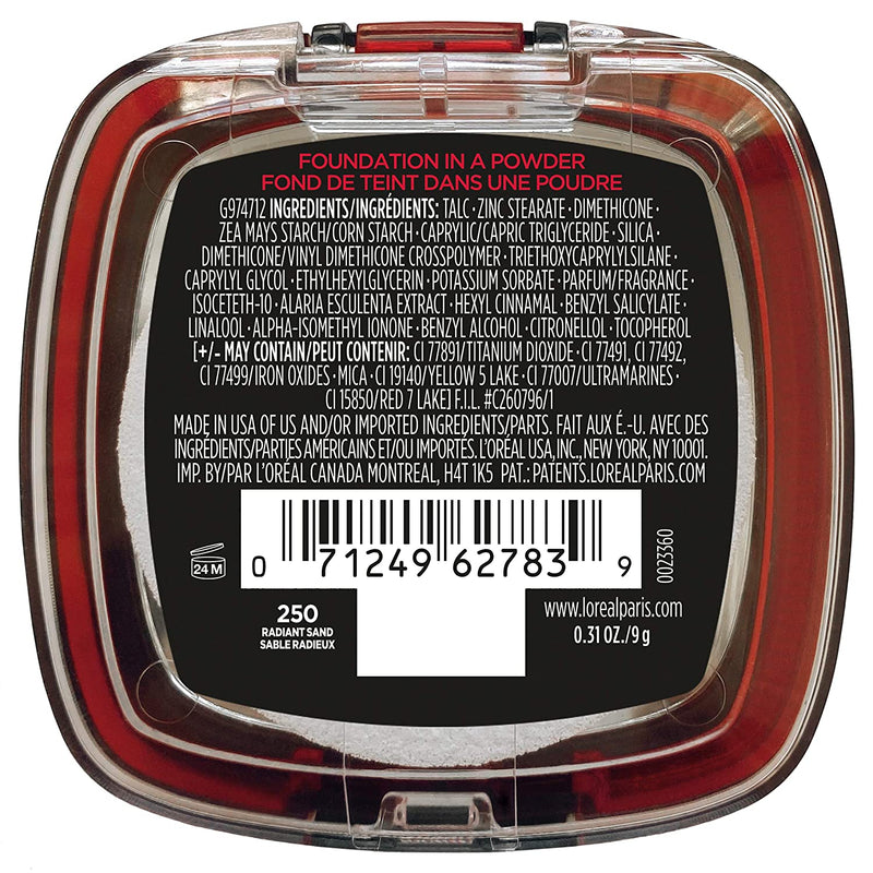 L'Oreal Paris Infallible Fresh Wear Foundation in a Powder, Up to 24H Wear, 250 Radiant Sand, 0.31 Fl Oz L'Oreal Paris Store