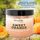 Body Scrub Exfoliator - 12oz SWEET ORANGE Sugar scrub cubes w/Mango Butter & Shea butter- Ultra Hydrating & Moisturizing - All Natural & Organic for all body exfoliation- For hands, arms legs, elbow & foot Mineral Me California