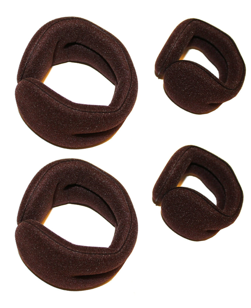 Styla Hair Brown Magic Hair Bun Maker 4 Pack (2 Small, 2 Large) Foam Sponge Buns Shaper Accessories Strong Flexible Reusable Bun Twister for Updo’s, Ballet Buns, French Twist, Waves & more! Styla Hair