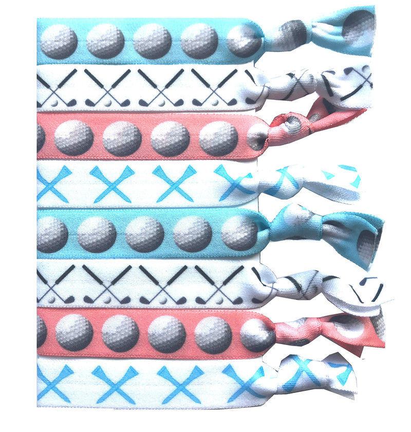 Golf Gift, 8 piece Hair Elastic Set - Accessories for Women, Players, Girls, High School Teams, Coaches, Leagues, Opponents, Partners, Tournaments -MADE IN THE USA Sportigift