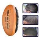 Wolfin Pro- Premium Curved 360 Wave Brush, 100% Natural Schima Superba Wood with Reinforced Pure Black Medium Boar Hair Bristle - Perfect for Wolfing, Creating 360 Layer Hair Waves, Cultivating Beards Wolfin Pro