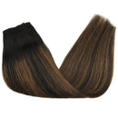 GOO GOO Halo Hair Extensions Human Hair Balayage Natural Black Mixed Chestnut Brown 12 Inch 70g Invisible Remy Human Hair Extensions Straight Hidden Crown Hair Extensions for Women GOO GOO Store