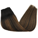 GOO GOO Hair Extensions 18 Inch Wire Hair Extensions Natural Black Mixed Chestnut Brown 80g Ombre Wire Hair Extensions with Transparent Line Hairpiece Long Hair Extensions GOO GOO