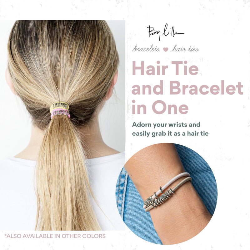 By Lilla Shaker Elastic Hair Ties and Bracelets | Set of Two Hair Tie-Bracelets | Hair Accessories for Women | No Crease Hair Ties & Women’s Bracelets (Black/Starfish/Silver) By Lilla