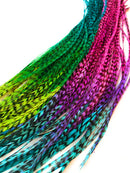 Tie Dye Feather Hair Extensions, 100% Real Rooster Feathers, 20 Long Thin Loose Individual Feathers, By Feather Lily Feather Lily