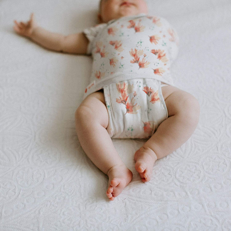 embé 2-Way Transition Swaddle Sack, 12-18 lbs, Diaper Change w/o Unswaddling, Arms in and Out, Legs in and Out Design, Warm Up or Cool Down 100% Cotton, 3-6 Months (Blush Blossom) embe Store