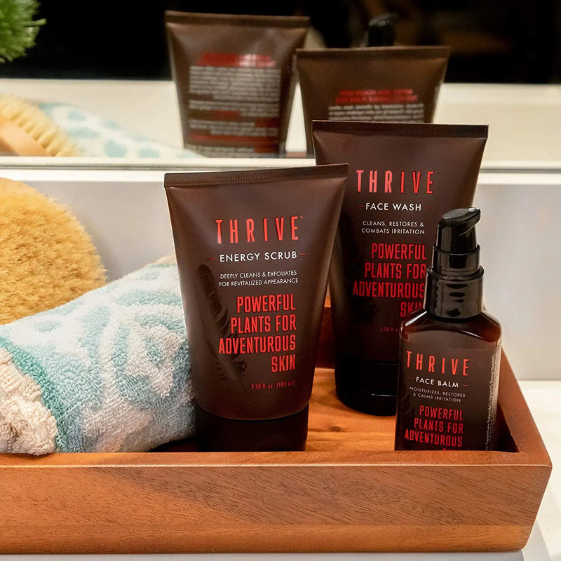 THRIVE Natural Deep Clean Skincare Kit for Men & Women (3 Piece) – Gift Set with Natural Face Scrub, Wash & Moisturizing Face Lotion – Organic & Natural Ingredients – Made in USA, Vegan & Cruelty Free Thrive Natural Care Store
