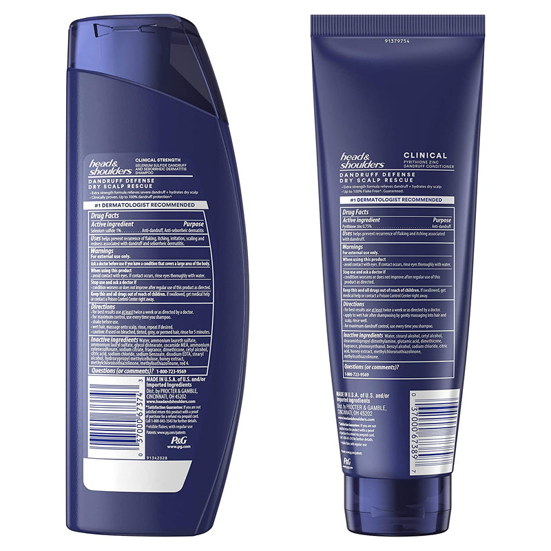 Head & Shoulders Clinical Strength Dandruff Shampoo and Conditioner, Dry Scalp Rescue with Manuka Honey, 13.5 Oz, 9.1 Oz - New Formula Head & Shoulders