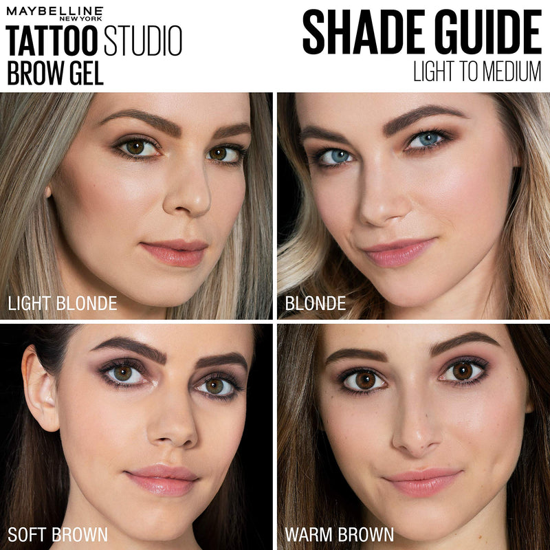 Maybelline TattooStudio Waterproof Eyebrow Gel Makeup, Medium Brown, 0.23 Fl Oz (Pack of 1) Maybelline New York