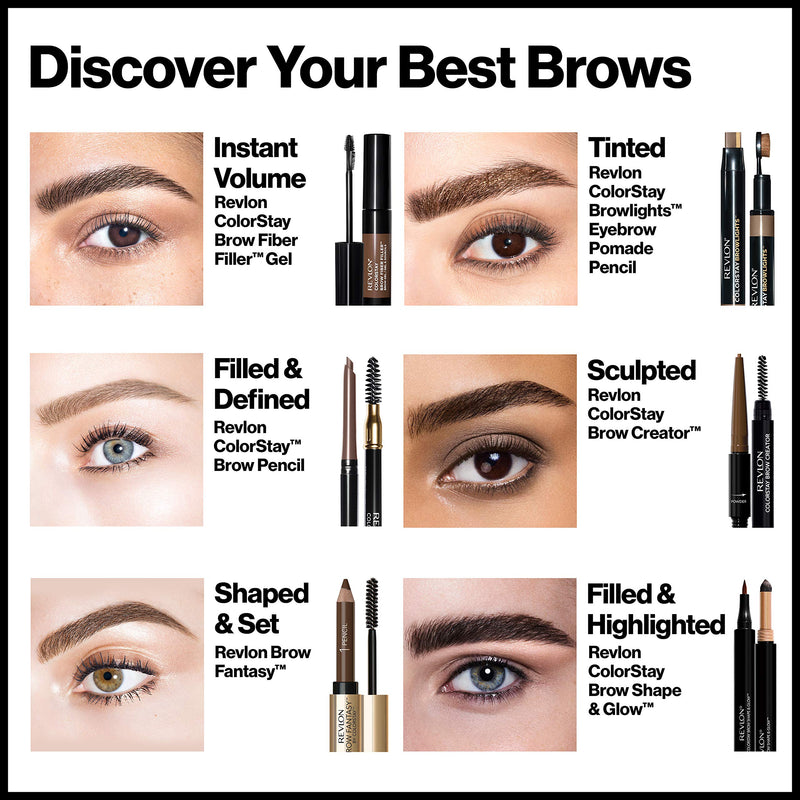 REVLON ColorStay Brow Fiber Filler, Longwearing & Volumizing Waterproof Eyebrow Gel, 306 Clear, 0.23 fl. oz. REVLON