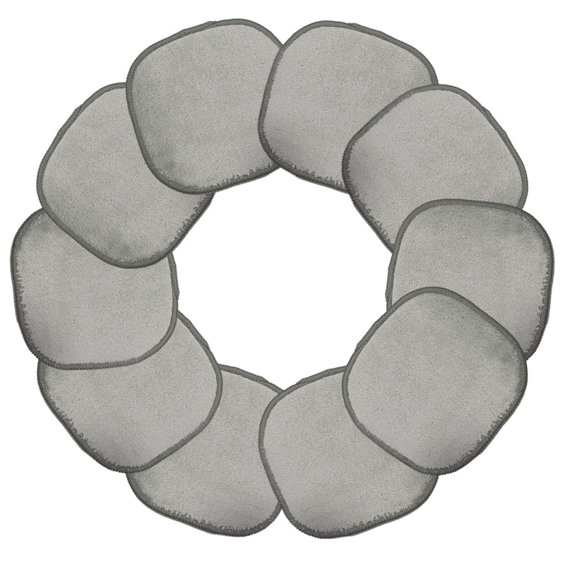 Polyte Premium Hypoallergenic Chemical Free Microfiber Fleece Makeup Remover and Facial Cleansing Cloth, 5 x 5 in, 10 Pack (Gray) POLYTE