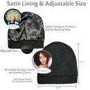 ALEXANDER PRODUCTS Satin Lined Sleep Cap Adjustable Bonnet Slouchy Beanie Slap Hat for Natural Curly Girls and Frizzy Hair Cap for Women Black ALEXANDER PRODUCTS