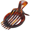 Parcelona French Large Round Shell Brown 4 Inch Celluloid Side Slide in Secure Grip Hair Updo Hinge Jaw Hair Claw Parcelona