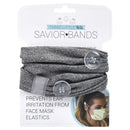 Savior Band headbands with buttons for mask for nurses, going out to the gym, grocery store or other places to protect your ears (Heather Gray) Three Little Tots