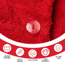 KEEPOZ Hair Towel Wrap Quick Dry 100% Cotton Super Absorbent Turban Head Wrap for Women with Button, Anti Frizz Hair Products, Hair Cap for Curly, Long & Thick Hair (1pc) (RED) KEEPOZ