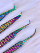 M LASH Set Of 4 Diamond Grip Eyelash Extensions Tweezers - Japanese Steel Lash Supply (Multi-Color) M Store