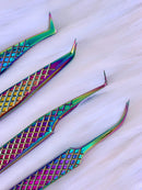 M LASH Set Of 4 Diamond Grip Eyelash Extensions Tweezers - Japanese Steel Lash Supply (Multi-Color) M