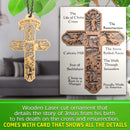 Jolette Designs Cross Ornament Gift - Wooden Decor for Tree, Office, Home, Car - Detailed Ornaments Telling The Story of The Birth, Death, and Resurrection of Jesus On a Cross (1, He Has Risen) Jolette Designs