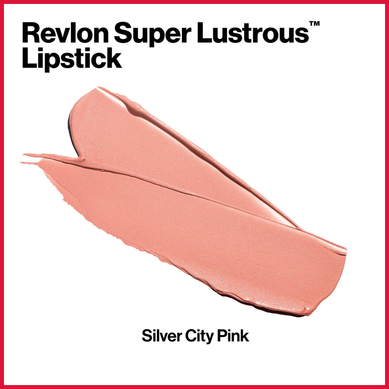 Revlon Super Lustrous Lipstick, High Impact Lipcolor with Moisturizing Creamy Formula, Infused with Vitamin E and Avocado Oil in Pink Pearl, Silver City Pink (405) REVLON