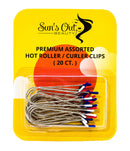 Sun's Out Beauty Premium Assorted Hot Roller Clips - Curler Clips - Regular Set (20 Count) - Includes 4 Different Sizes - Fit Most Small to Medium Size Rollers - Curlers Sun's Out Beauty