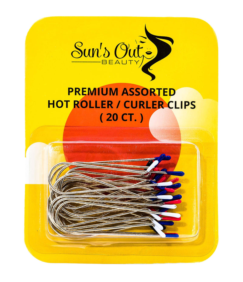 Sun's Out Beauty Premium Assorted Hot Roller Clips - Curler Clips - Regular Set (20 Count) - Includes 4 Different Sizes - Fit Most Small to Medium Size Rollers - Curlers Sun's Out Beauty