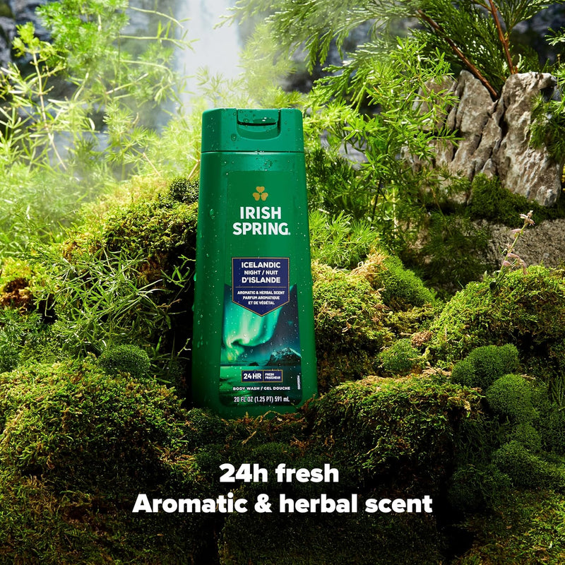 Irish Spring Icelandic Night Moisturizing Body Wash for Men, 24 Hour Fresh, Face and Body Wash, Men’s Body Wash, Paraben Free, Aromatic and Herbal Scent, 20 fl oz Bottle (Pack of 4) Infinity Warehouse