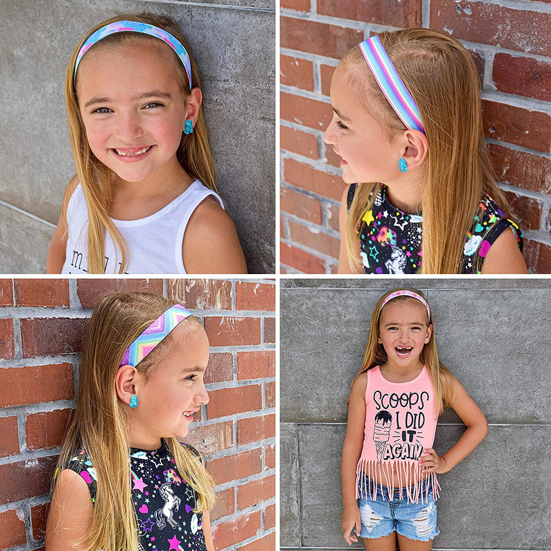 FROG SAC 6 PCS Tie Dye Elastic Headbands for Girls, Non Slip Hair Bands, Stretchy Adjustable Rainbow Girl Head Bands for Teens, Cute Hair Accessories Party Favors for Kids (Tie Dye) FROG SAC Store