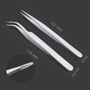 Sivote Eyelash Tweezers, 2-Pack, Hand Calibrated Straight and Curved Tips, Stainless Steel Lash Tweezers for Eyelash Extensions, Matte Silver SIVOTE