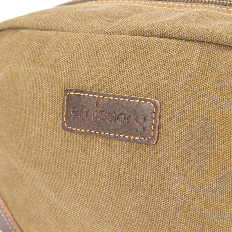 emissary Men's Toiletry Bag Leather and Canvas Travel Toiletry Bag Dopp Kit for Men Shaving Bag for Travel Accessories (Brown) emissary