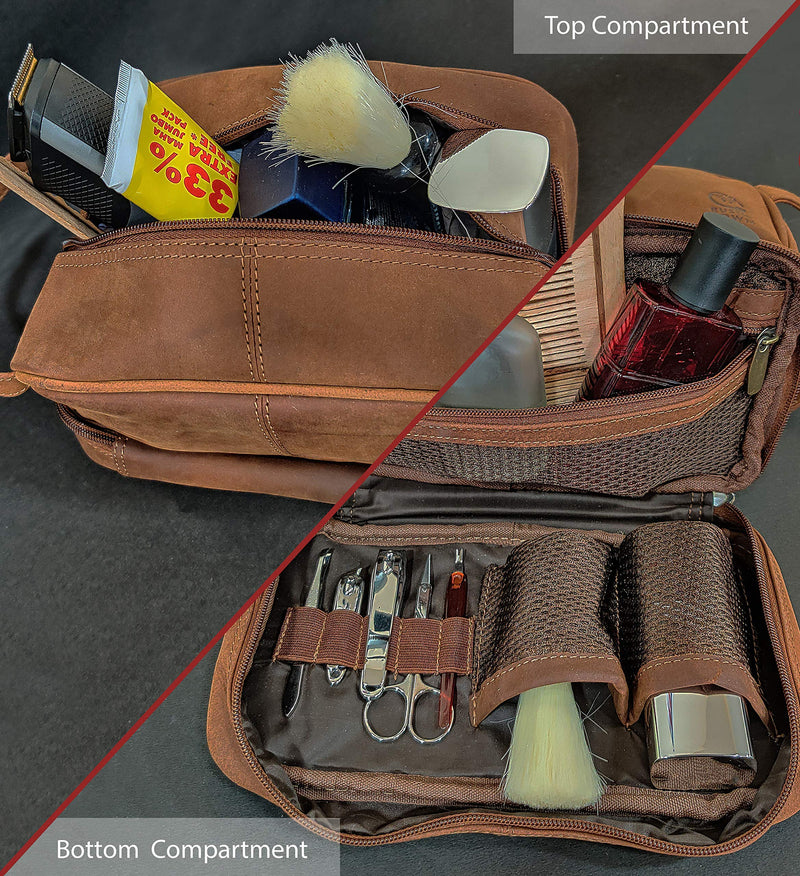 Leather Duffel Bag & Toiletry Bag Combo - The Best Masculine Travel Gift For Men Rustic Town Store