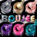 Beetles Boujee Glitter Gel Polish Set, 6 Pcs Pink Silver Gel Nail Polish Kit Glitter Purple Green Gold Nail Polish Gel Kit Art Design Gift Box, Soak Off LED Gel Nail Lamp Cured, 7.3 ml Each Bottle beetles Gel Polish Store