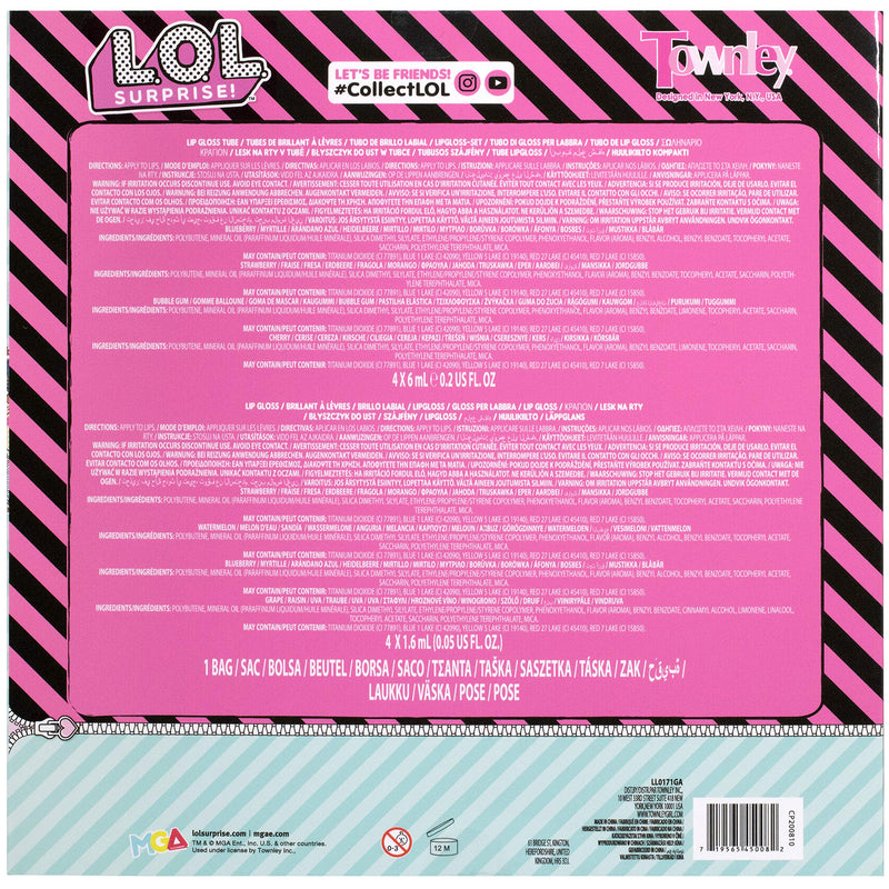 L.O.L Surprise! Townley Girl Makeup Set with 8 Flavored Lip Glosses for Girls with 1 Surprise Lip Gloss Color and Flavor, Ages 5+ Townley Girl