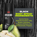 AXE Dual Action Body Spray Deodorant for Long Lasting Odor Protection Black Frozen Pear and Cedarwood Mens Deodorant Formulated Without Aluminum 4.0 oz 4 Count AXE